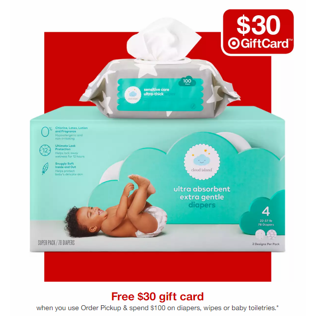 FREE $30 Gift Card With $100 Baby Purchase at Target!