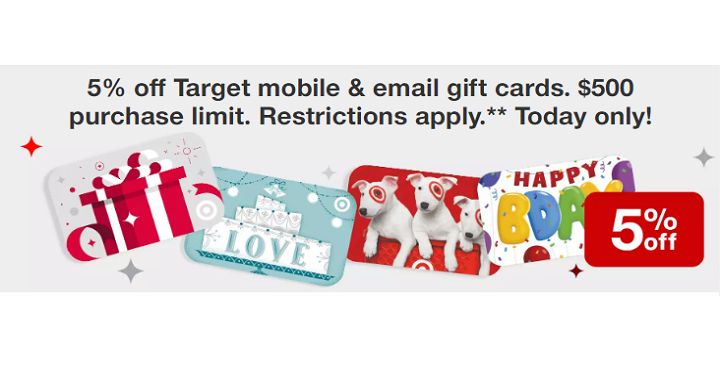 HOT!! Target Gift Cards 5% Off TODAY ONLY!