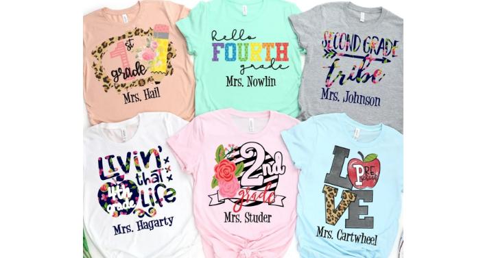 Personalized Teacher Grade Level Tees – Only $14.99!