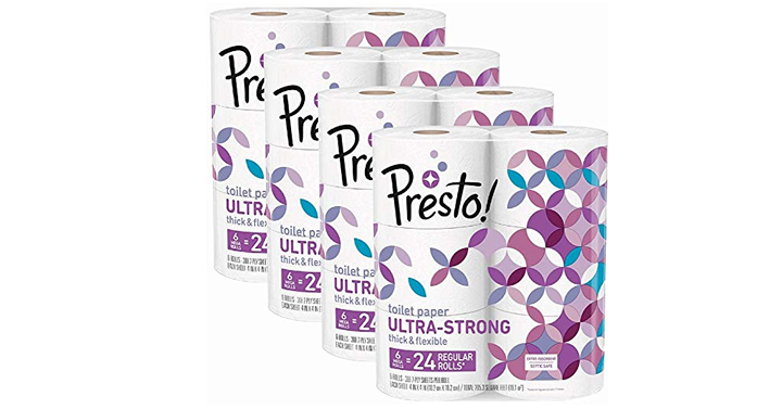 Presto! 308-Sheet Mega Roll Toilet Paper, Ultra-Strong, 24 Count Rolls – Just $14.18! Prime Members!