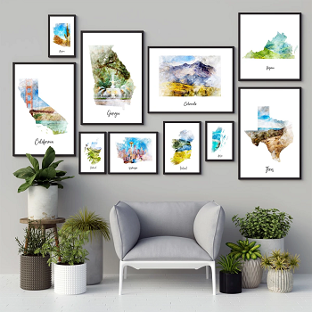 Jane: Watercolor Map Canvas Prints Only $5.45! (10 Sizes To Choose From)