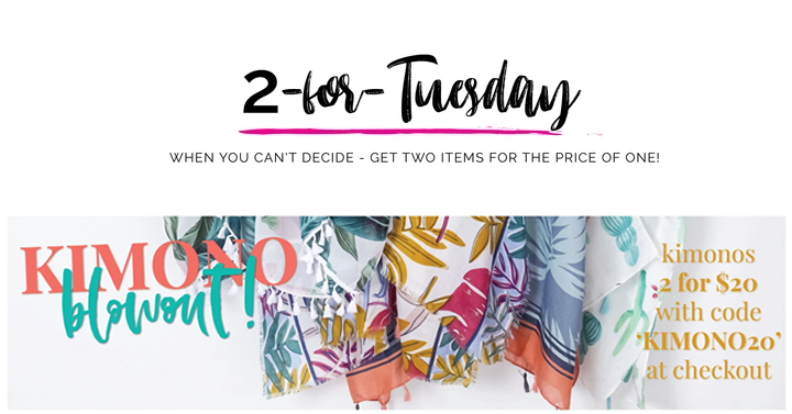 Cents of Style – 2 For Tuesday – Kimono Blowout – 2 For $20! FREE SHIPPING!