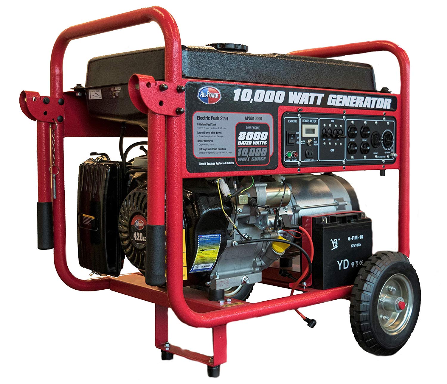 All Power American 10,000-Watt Gas Portable Generator with Electric Start Only $526.77 (Reg $749)
