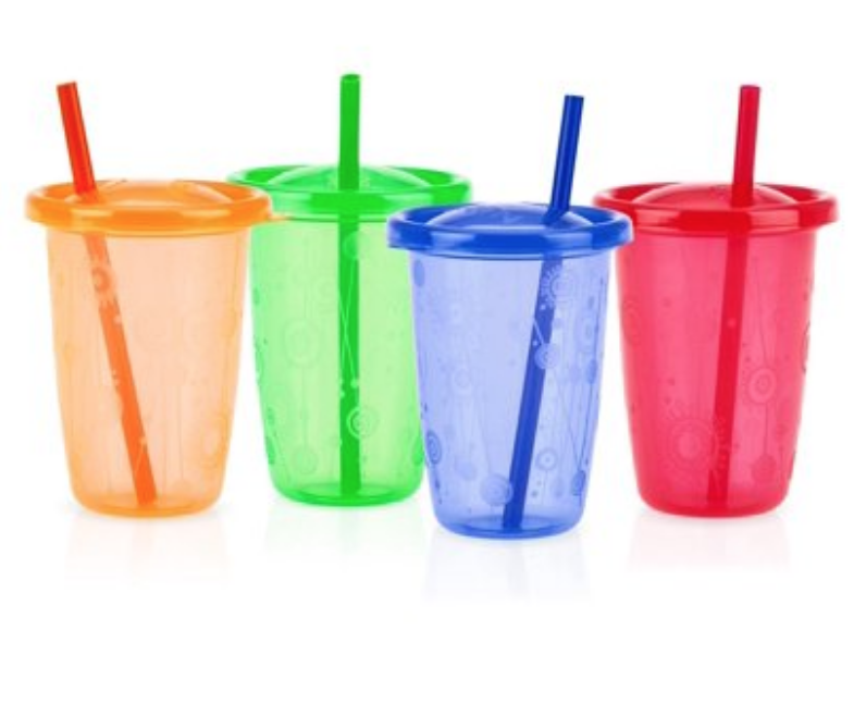 Nuby 4pk 10oz Wash Or Toss Cups With Straws $3.87!