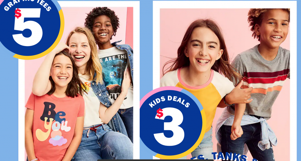 Old Navy: Saturday Steal Back-To-School Edition! 50% Off Jeans For The Whole Fam, $5.00 Adult Graphic Tee’s, & $3.00 Kids Tee’s, Tanks, & Leggings!