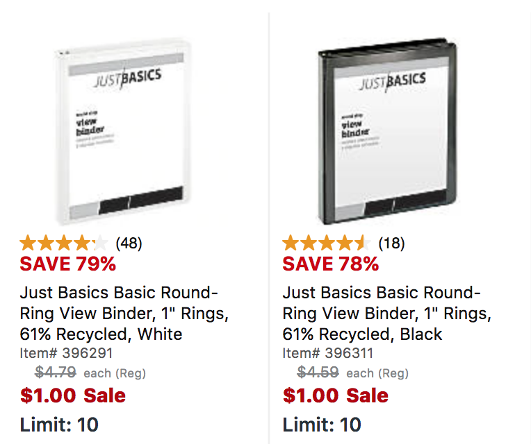 HOT! Office Max/Office Depot: Just Basic 1″ Binders Just $1.00!