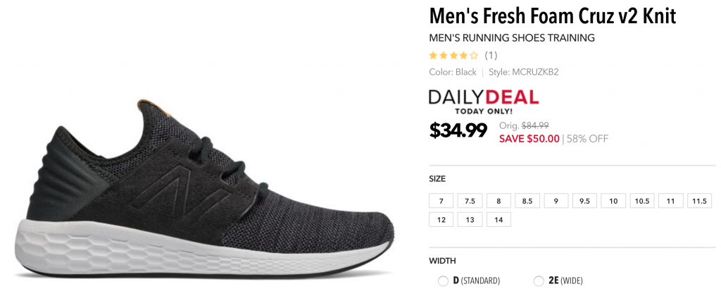 New Balance Men’s Fresh Foam Cruz v2 Knit Running Shoes Just $34.99 Today Only! (Reg. $84.99)