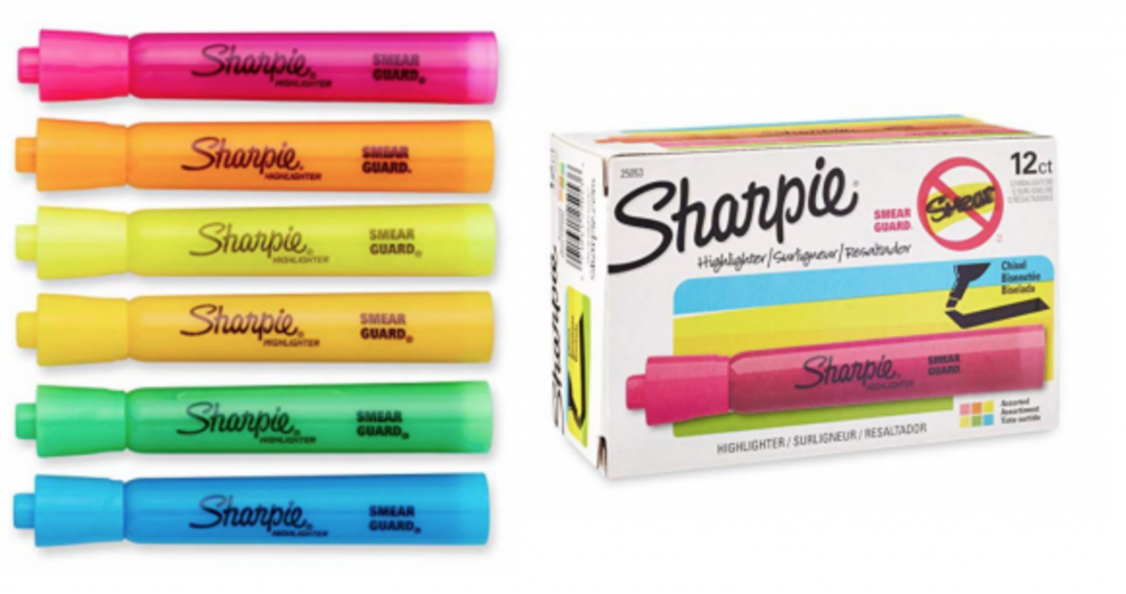 Sharpie Tank Style Highlighters, Chisel Tip, Assorted, Box of 12 Just $5.39!