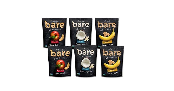 Bare Baked Crunchy Apple Chips, Banana Chips, and Coconut Chips, Variety Pack, Gluten Free, 6 Count – Only $10.52!