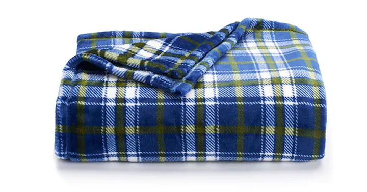 Kohl’s 30% Off! Earn Kohl’s Cash! Stack Codes! FREE Shipping! The Big One Supersoft Plush Throw – Blue Plaid – Just $5.59!