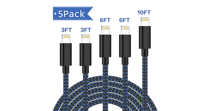 Certified iPhone Charger Lightning Cable 5 Pack – Just $10.97!