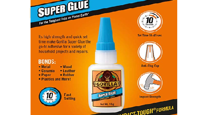 Gorilla Super Glue, Two 3 Gram Tubes Only $2.59!