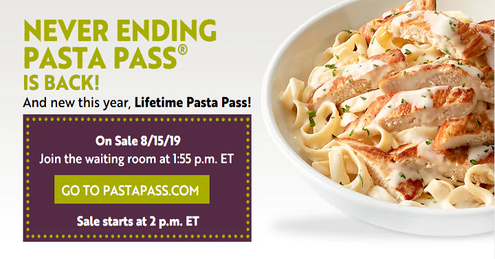 Olive Garden: Order Your Never Ending Pasta Pass September 15th!