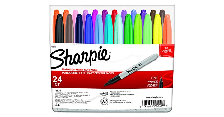 Sharpie Permanent Markers, Fine Point, Assorted Colors, 24-Count – Just $8.98!