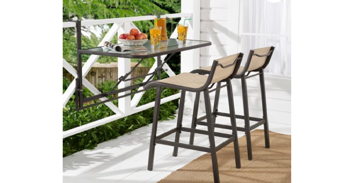 Mainstays Crowley Park 3-Piece Outdoor Bar Set with Fold-Down Table Only $56.96 Shipped! (Reg. $123)