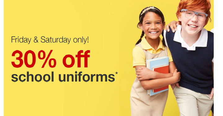 Target: Save 30% on Kids Uniforms!