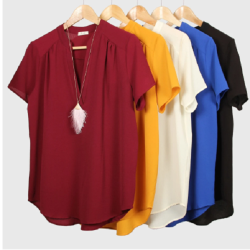 Short Sleeved Notch Neck Blouse | S-XL Only $13.99! (Reg. $32.99)