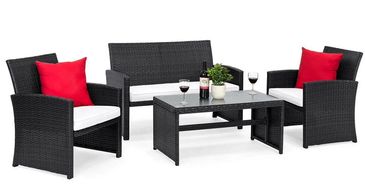 4 Piece Outdoor Wicker Sofa Furniture Set Only $185!