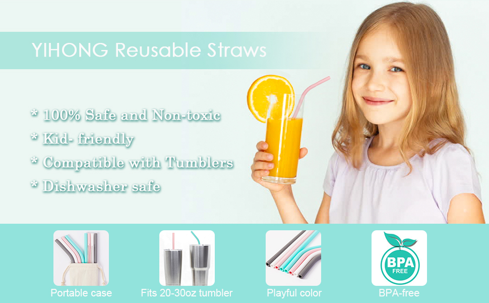Reusable Silicone Drinking Straw Set Only $5.99!