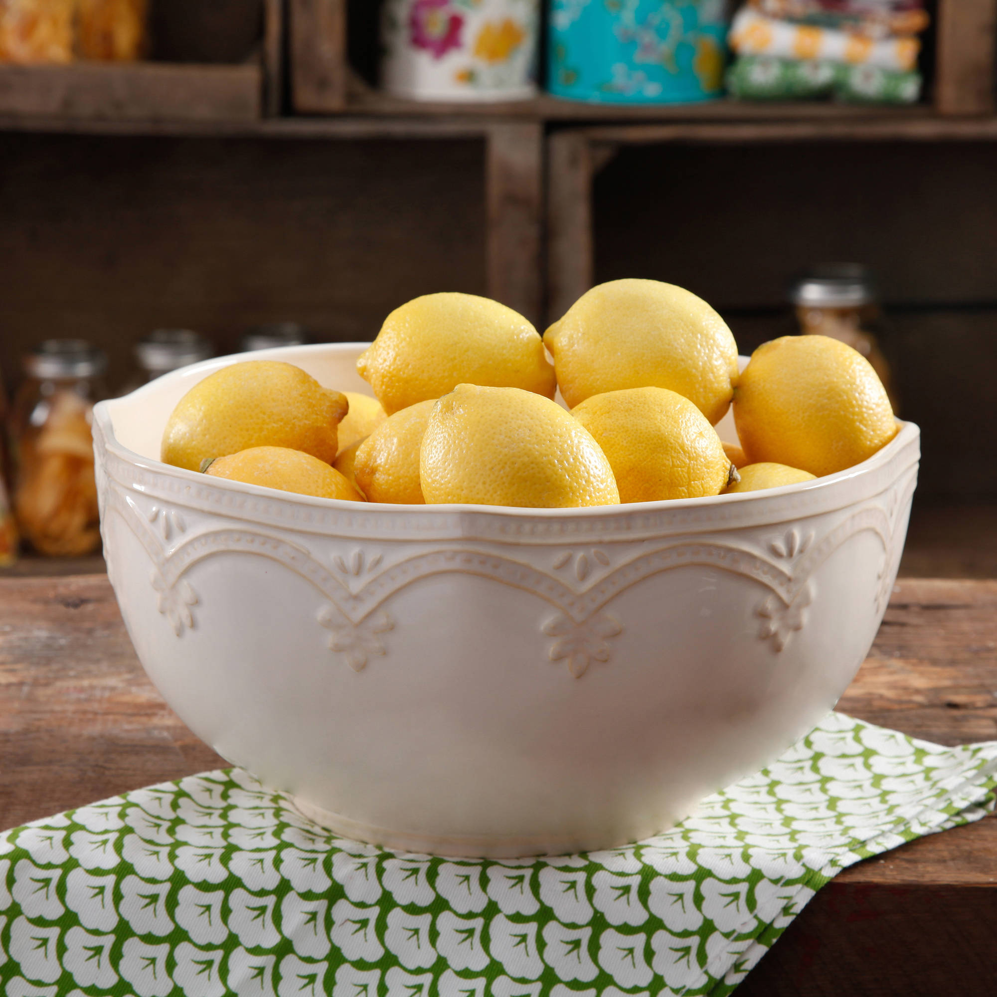 The Pioneer Woman Farmhouse Lace Linen 10-Inch Serving Bowl Only $10.99!