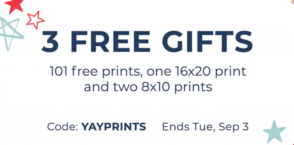 Shutterfly: Three FREE Gifts! 101 FREE Prints, One 16×20 Print, & Two 8×10 Prints!