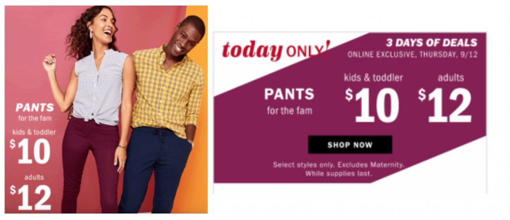 Old Navy: Pants For The Fam! Kids Just $10.00 & Adults $12.00!