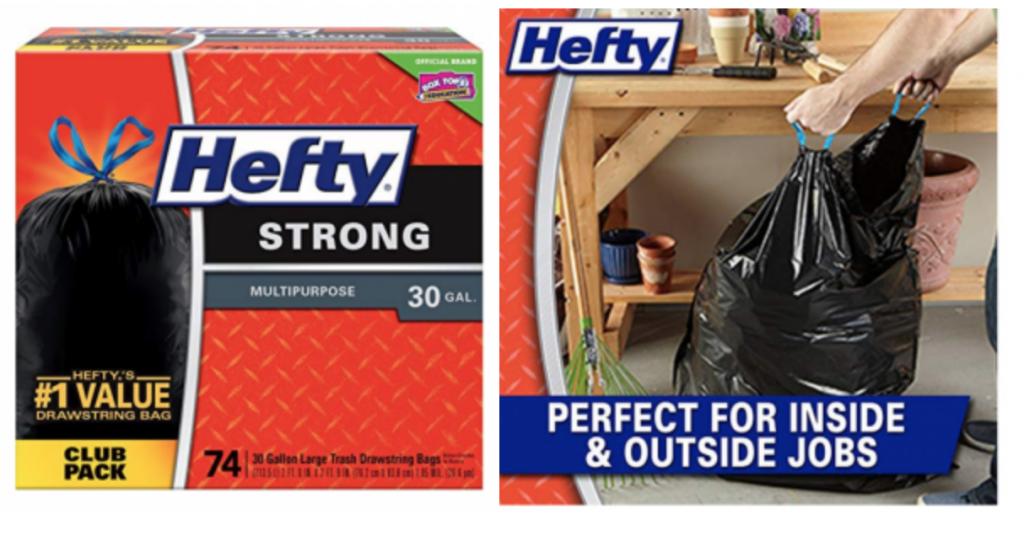 Hefty Strong Multipurpose Large Black Garbage Bags – 30 Gallon, 74 Count Just $13.57 Shipped!