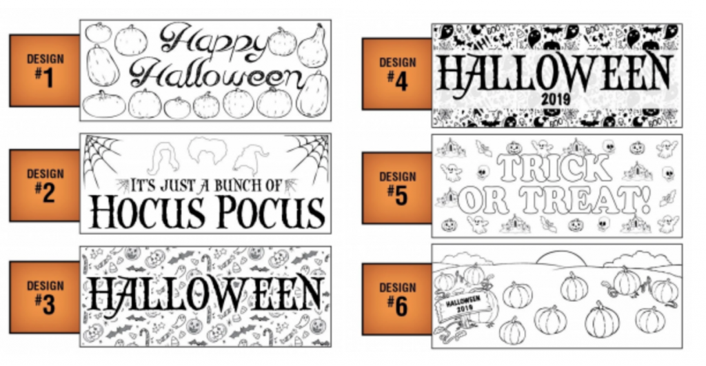 Table Top Coloring Paper Banners 2’x5′ Just $6.99! Perfect For Halloween!