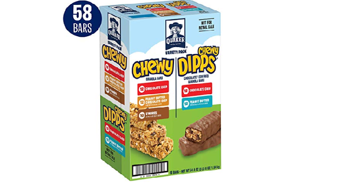 Quaker Chewy Dipps & Granola Bars, Variety Pack, 58 Bars Only $8.60 Shipped!
