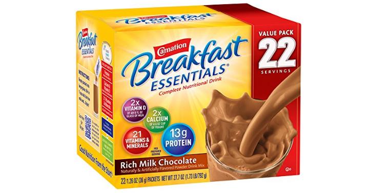 Carnation Breakfast Essentials Powder Drink Mix, Box of 22 Packets – Only $6.57!