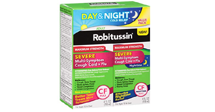 Robitussin Severe Multi-Symptom Cough Cold & Flu Day/Night (2 Count) Only $5.00! That’s Only $2.50 Each!