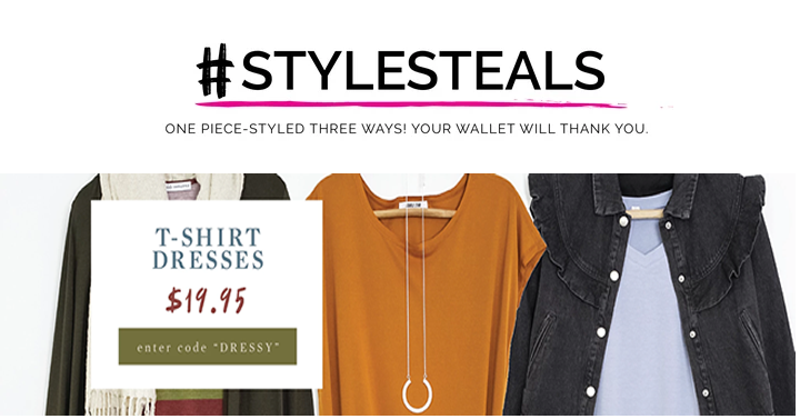 Style Steals at Cents of Style! CUTE T-shirt Dresses – Just $19.95! FREE SHIPPING!
