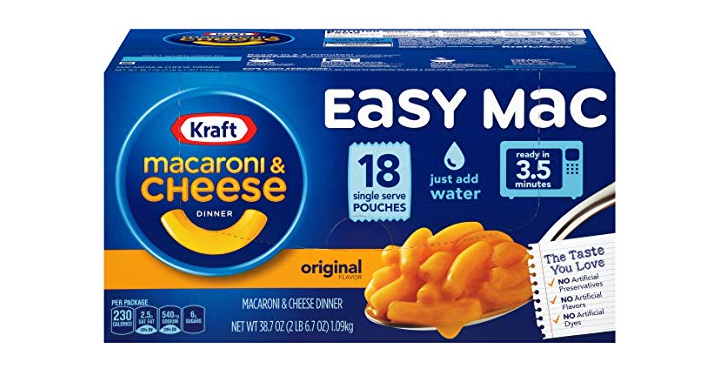 Kraft Easy Mac Microwavable Macaroni & Cheese, 18 Packs – Just $4.00!