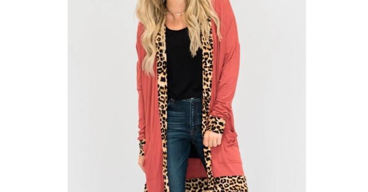 Leopard Trim Cardigan – Only $26.99!