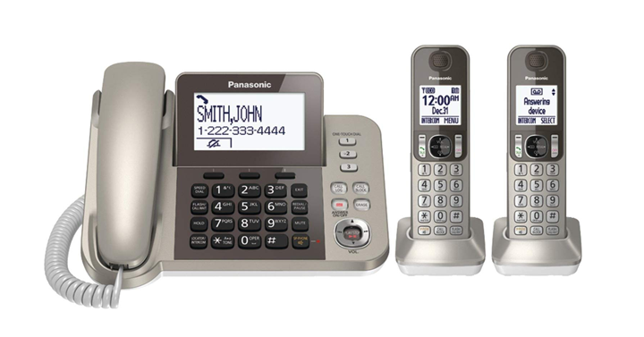 PANASONIC Corded/Cordless Phone System with Answering Machine and One Touch Call Blocking – 2 Handsets – Just $47.99!