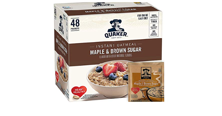 Quaker Instant Oatmeal, Maple & Brown Sugar (48 Pack) Only $6.82 Shipped!