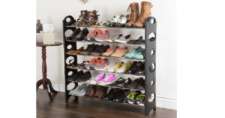 Everyday Home 6 Tier Stackable Shoe Rack (24 Pairs) Only $20.99 Shipped! Great Reviews!