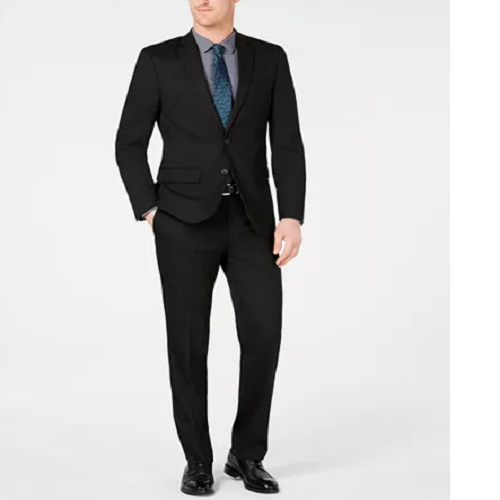 Men’s Slim-Fit Flex Stretch Wrinkle-Resistant Black Solid Suit Only $79.99! (Reg. $495)