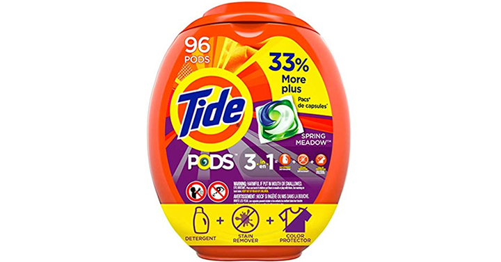New Coupon! Tide PODS Laundry Detergent Liquid Pacs, Spring Meadow Scent, HE Compatible, 96 Count – Just $14.57!