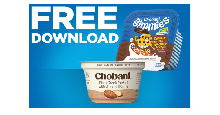 FREE Chobani Greek Yogurt with Nut Butter OR Chobani Gimmies Yogurt1! Download Coupon Today!