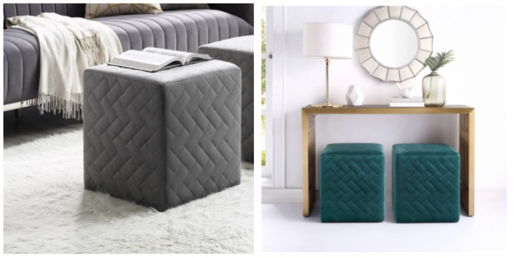 Quilted Velvet Cube Ottoman Just $84.99 Shipped! (Reg. $335.00)