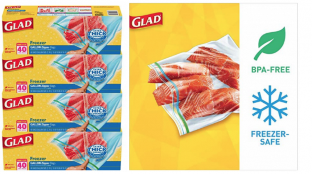 Glad Zipper Food Storage Freezer Bags – Gallon – 40 Count – 4 Pack Just $13.15 Shipped!