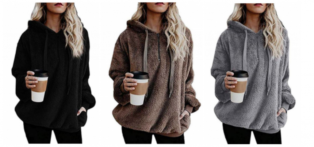 Women’s Long Sleeve Hooded Fleece Sweatshirt $14.99 Shipped!