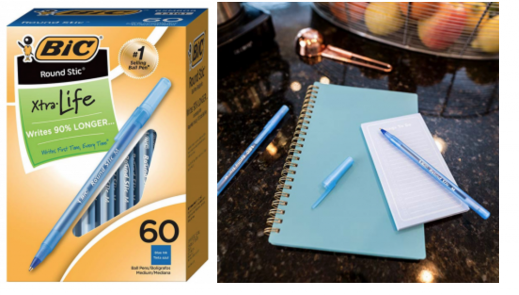 BIC Round Stic Xtra Life Ballpoint Pen, Blue, 60-Count Just $5.00 Shipped!