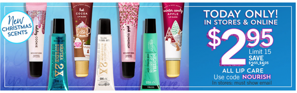 Bath & Body Works Lip Care Just $2.95 Today Only! (Reg. $7.50)