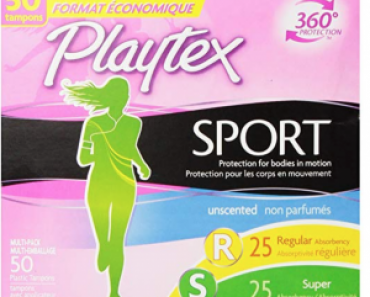 Playtex Sport Tampons with Flex-Fit Technology, Regular & Super Multi Pack,  50Count Just $6.62 Shipped!