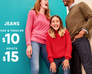 Old Navy: $10.00 Jeans For Kids & $15.00 Jeans For Adults Today Only!