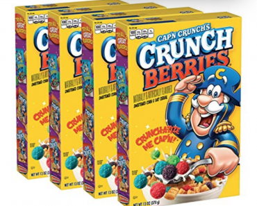 Cap’N Crunch Cereal, Crunch Berries, 13oz Boxes, 4 Count Just $7.56 Shipped!