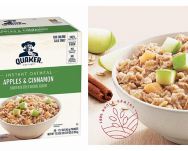 Quaker Instant Oatmeal, Apples & Cinnamon, Individual Packets, 48 Count Just $6.80 Shipped!