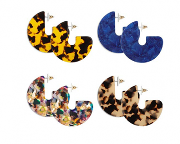 Geometric Resin Hoop Earrings Set – 4 Pair – Just $4.49!